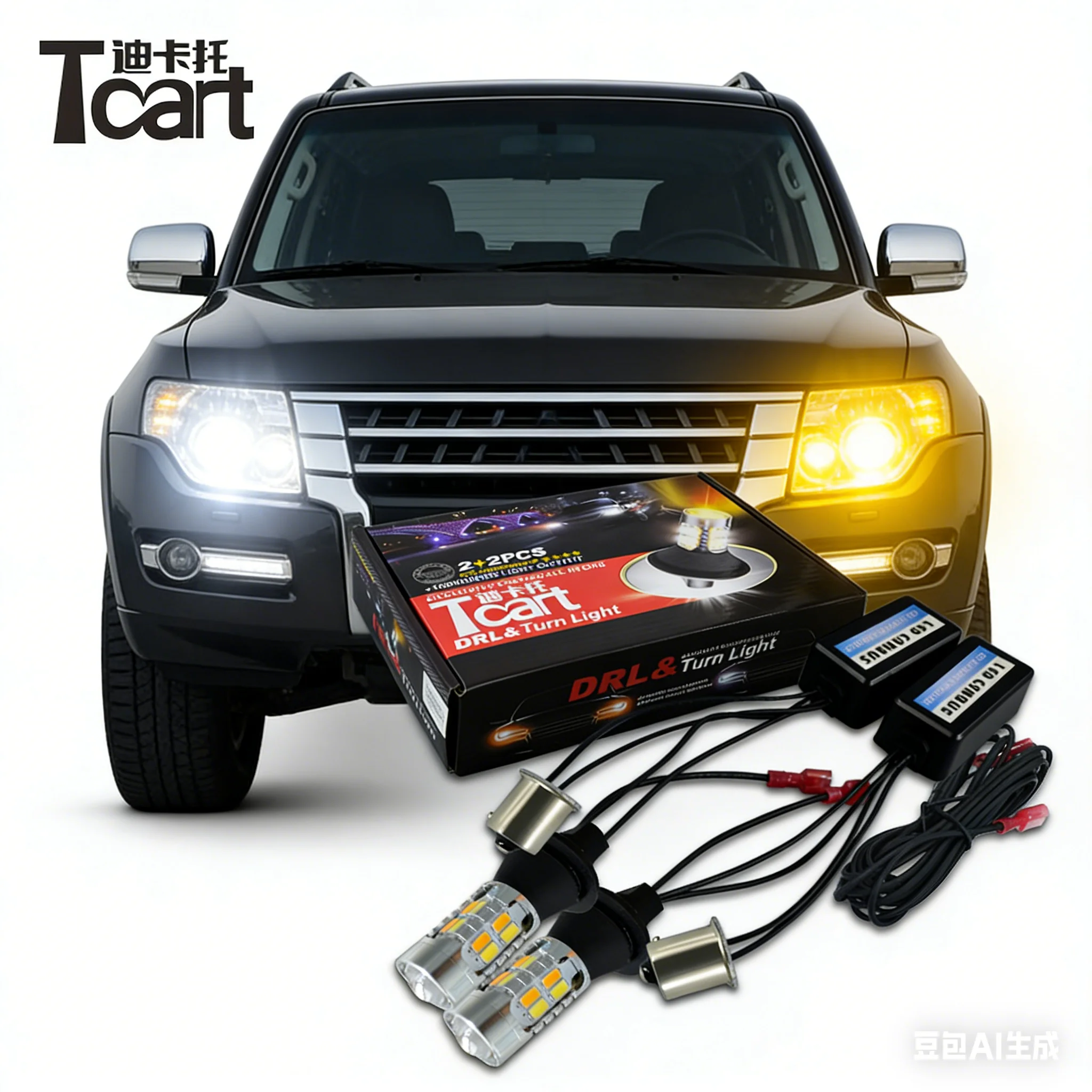 Tcart For Mitsubishi Pajero Sport Led DRL Daytime Running Lights Turn Signals Light All In One Accessories DRL Turn Light