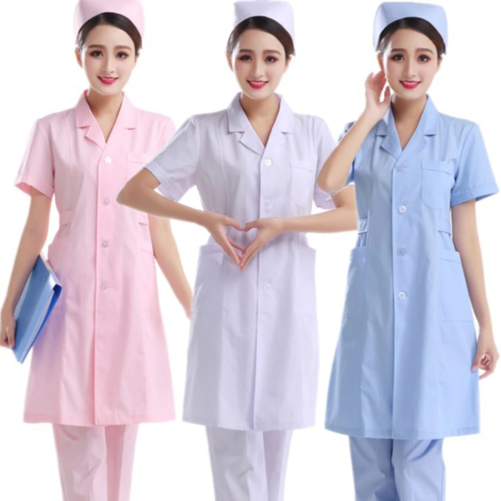 

Nursing Uniform Nurse White Coat Beautician Work Clothes Pharmacy Hospital Apparel