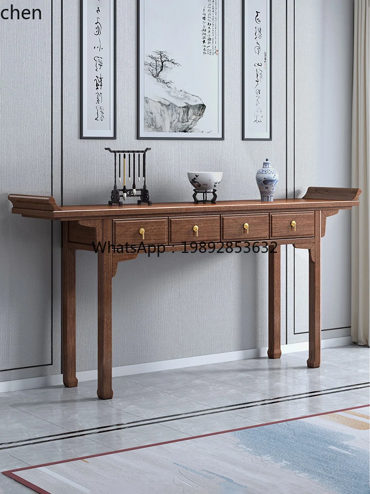 Solid Wood Altar Six-Piece Set Rural Altar Offering Table Incense Case Household God Table Buddha Table