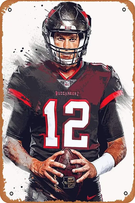 Fanzi винтажный вид металлический знак-Tom Brady - 8 