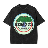 Washed T Shirt Bonzai Records Hip Hop Cool T-Shirts Oversize Streetwear Cotton Summer Tops Tees Men Women