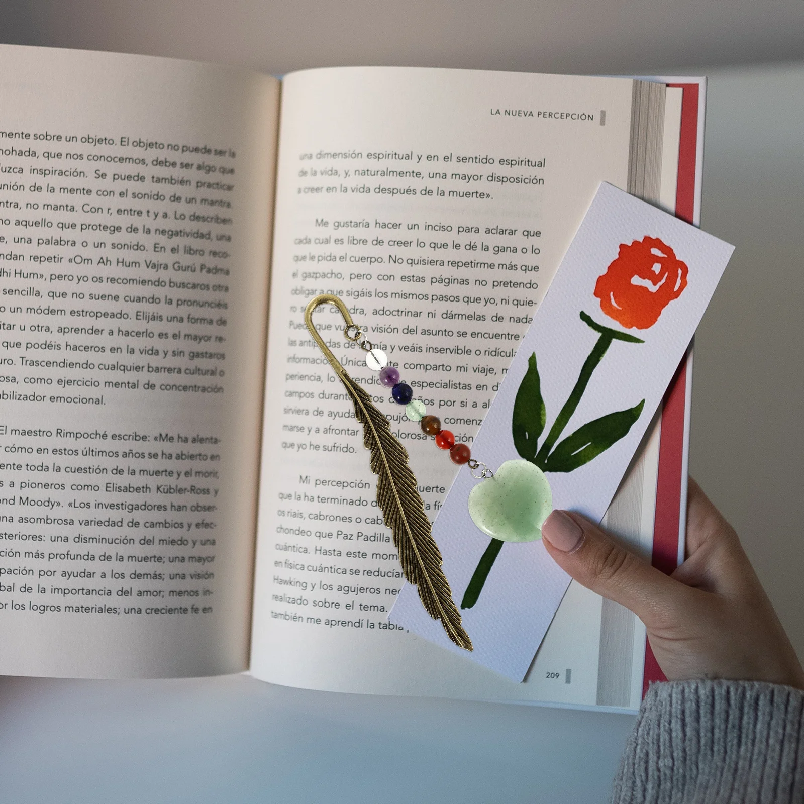 ที่คั่นหนังสือหินธรรมชาติรูปหัวใจ ที่คั่นหน้าโลหะ ที่คั่นหนังสือตกแต่งสวยงาม สำหรับคนรักหนังสือ ของขวัญที่คั่นหนังสือสำหรับผู้หญิง