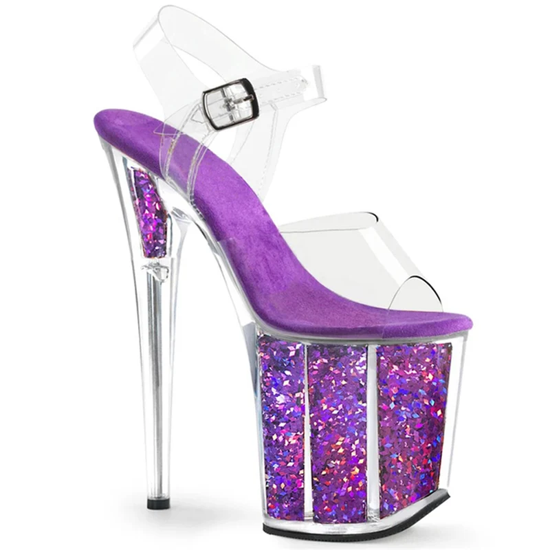 

20cm/8inch Pole Dancing Model Sandals Sexy Transparent Platform Women Sandals Sequined Decoration Banquet Nightclub Shoes Heels