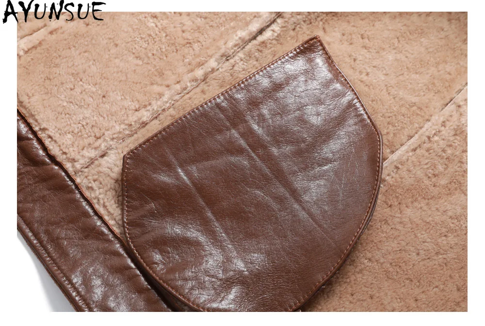 AYUNSUE 진짜 가죽 자켓 겨울 코트 여성 2025 따뜻한 천연 양피 모피 코트 여성 의류 빈티지 Abrigo Muje