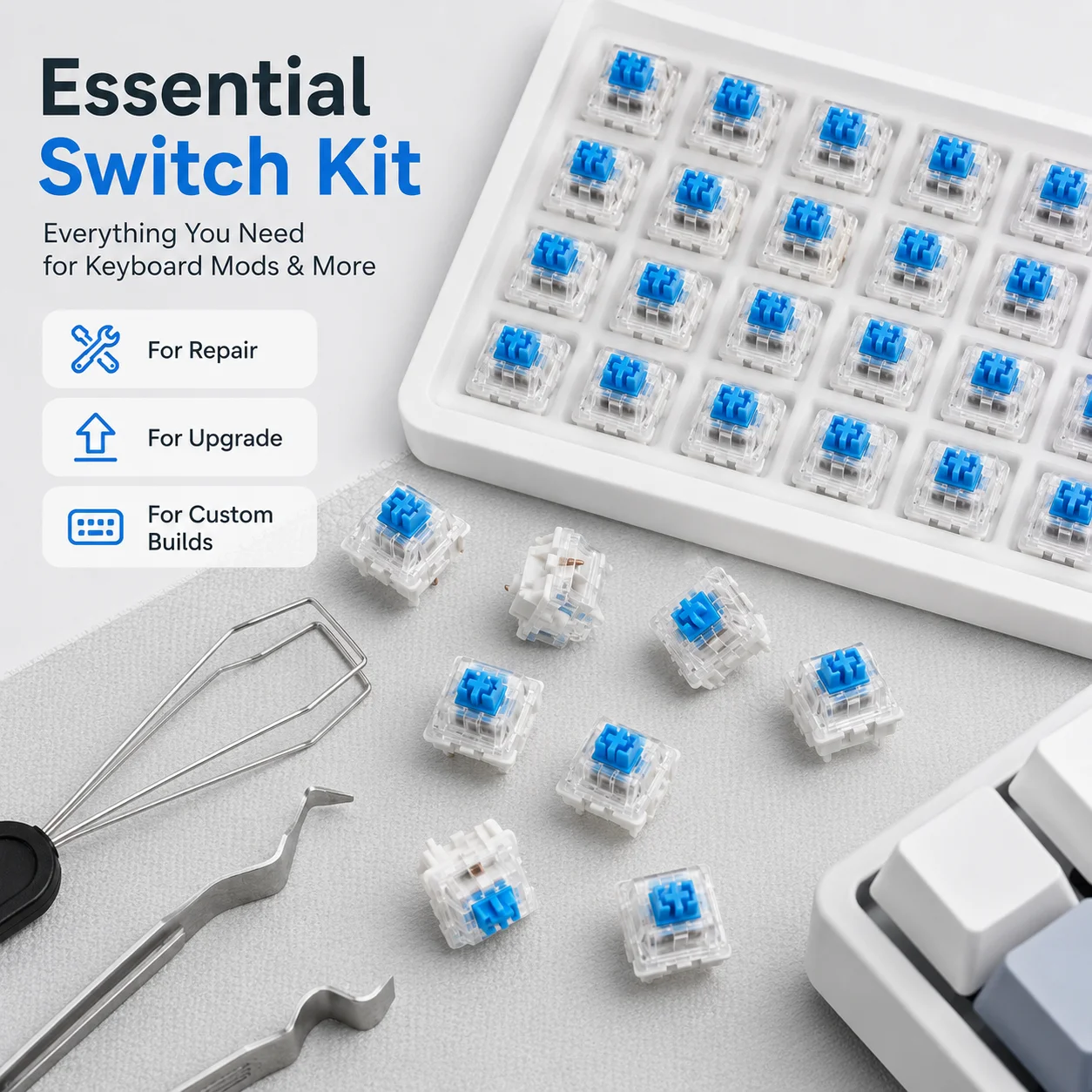 DIY Mechanical Keyboard Switches 30/50/100 PCS 3 Pin Tactile Clicker Keys Replacement Parts Accessories Use