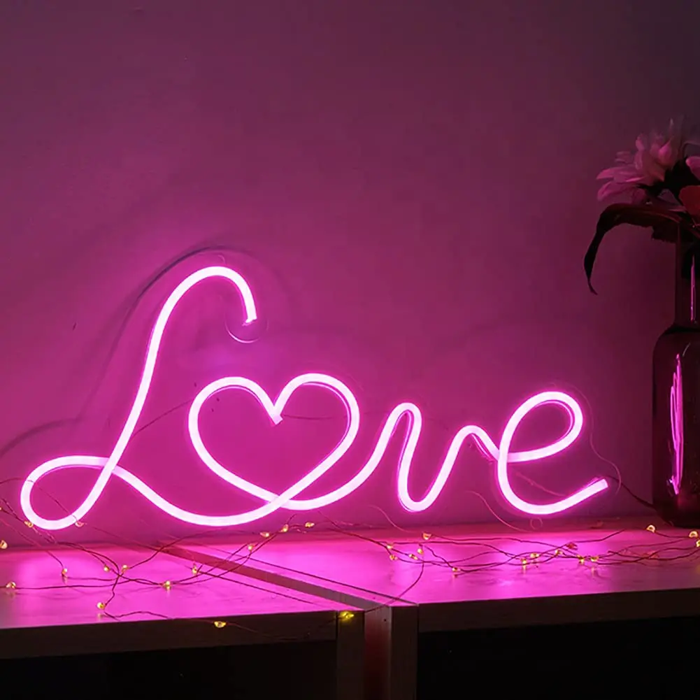 LOVE neon light, USB/battery powered, romantic Valentine's Day gift proposal, wedding atmosphere light, holiday wall decoration