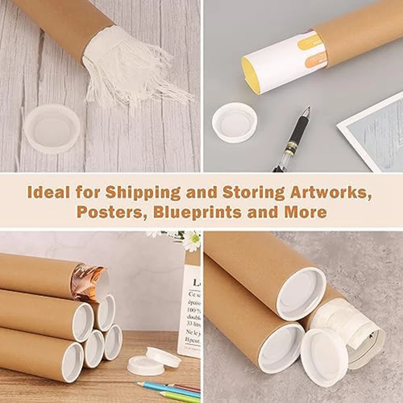 12 Pack Mailing Tubes 2X12 Inch Cardboard Mailers Tube Poster Tube With Caps For Packaging Posters For Mailing