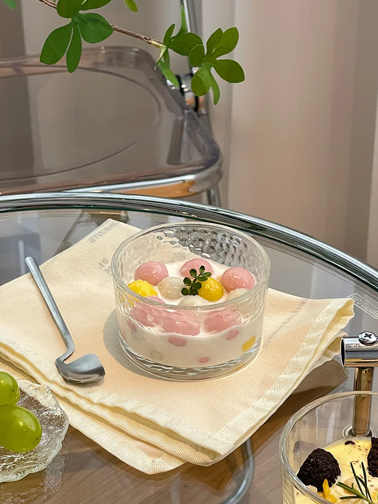 Nordic Light luxury Glass Dessert Pudding Cup Home Ice cream ice cream cup Yogurt cereal Cup Afternoon Tea Cup Nest Bowl