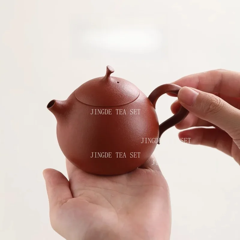 

150ml Yixing Teapot Cinnabar Eggplant and Melon Pot Household Big Red Robe Teapot Chinese Pear Shaped Small Capacity Teapot