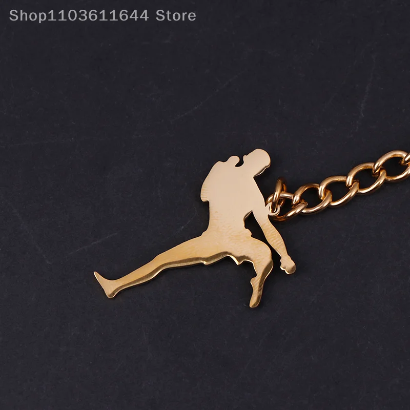 Taekwondo High Kick Keychains For Men Titanium Steel Sports Charm Karate Jiu Jitsu Keyring Jewelry Male Boys Gym Gifts