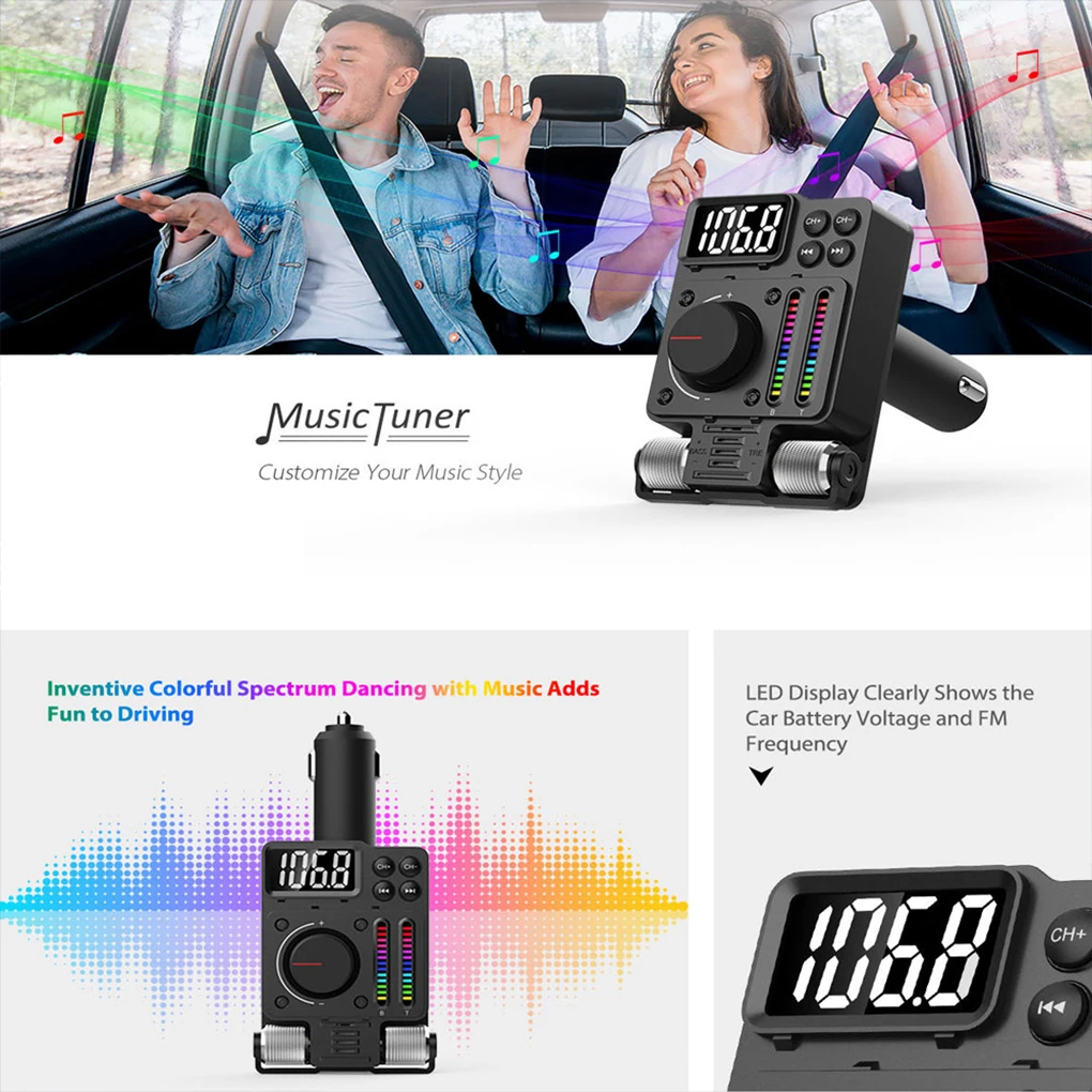 Adaptador de receptor de Audio para coche, transmisor FM, reproductor inalámbrico, accesorios, disco U, plástico, alta sensibilidad, Digital, Verde