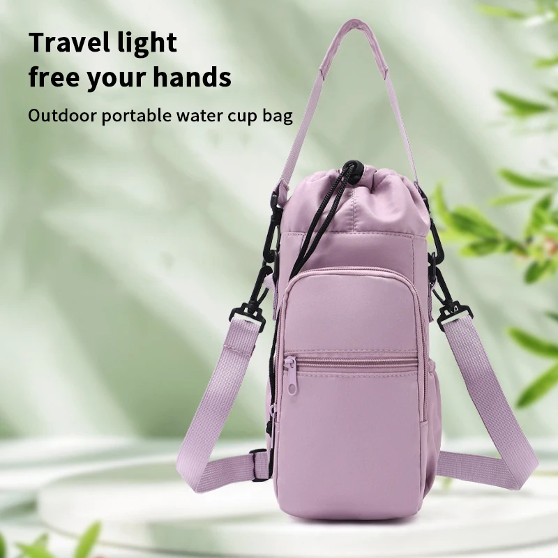 【ZYAA-1】Water Bottle Bag With Adjustable Strap Thermal Mugs Insulated Protective Cover Phone Pocket Outdoor Sports Travel Bag