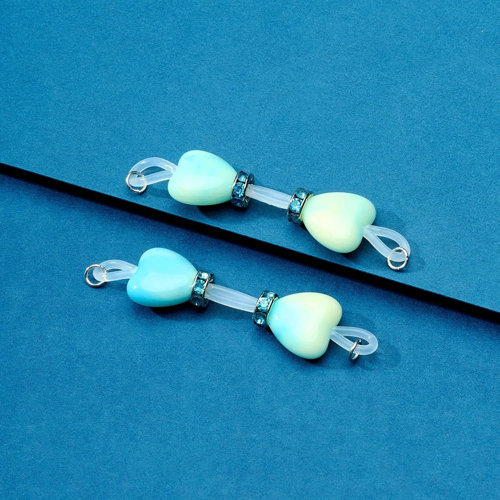 1Pair Fake Nipple Rings Adjustable Nipple Silicone Nooses 8mm Heart Beads Fake Nipple Jewelry Faux Nipple Piercing - view 4