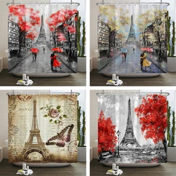 Waterproof Shower Curtain For Bathroom Paris Tower landscape Print Bathtub Curtains Polyester Bathroom Curtain with 12 pcs hooks