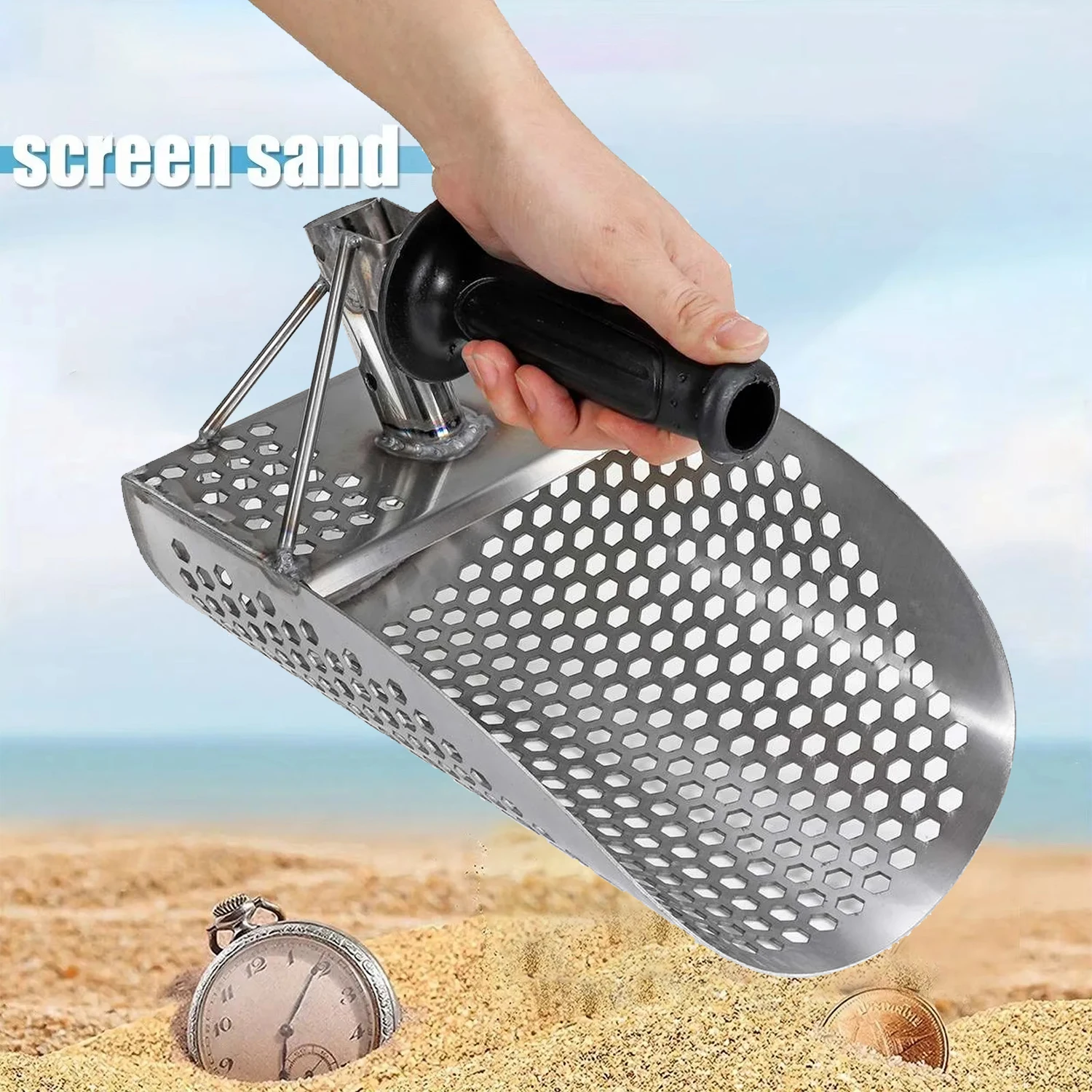 Metal Detector Hunting Stainless Steel Tool Hex Beach Sand Scoop Shovel Metal Detector Sand Scoops Treasure Detecting Newest
