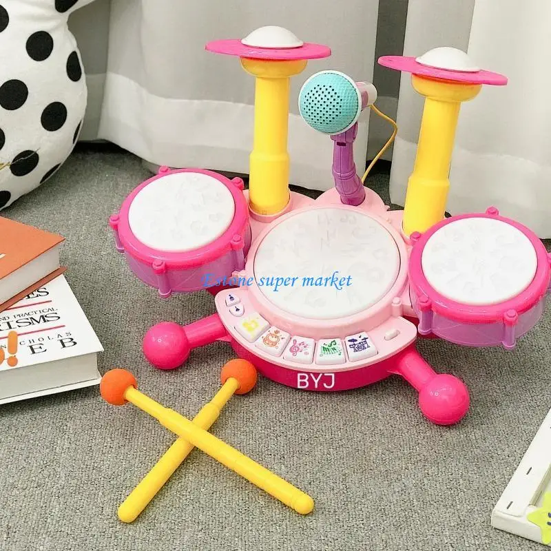 

090B Kids Drum Set Musical Instrument Drum Set for Toddlers 1-3 Educational Toy