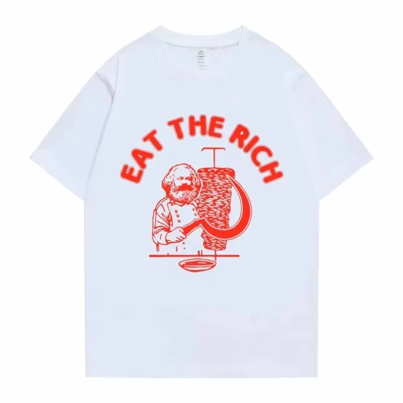 

New Funny Men Women Casual Harajuku Tshirt Eat The Rich Doner Kebab Karl Marx Socialist Hasan Piker Graphic Summer T-shirts