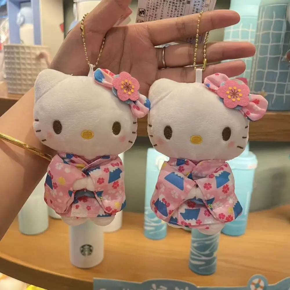 Kawaii Sanrio mélodie Hello Kitty Sakura kimono fermeture éclair peluche poupée porte-clés sac à dos pendentif décoration accessoires cadeau d'anniversaire