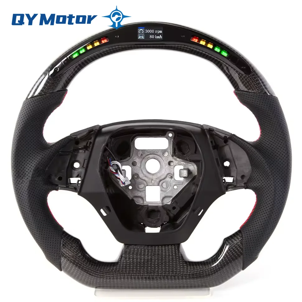 

Led Display Carbon Fiber Perforated Leather Steering Wheel For Chevrolet Camaro 2016-2022 SS Sport Racing Wheel