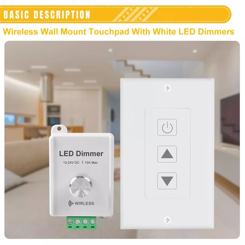 Wireless LED Strip Dimmer com toque remoto, única cor, U1, DC12V-24V 10A