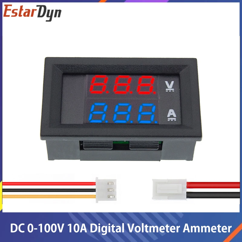 Estardy DC 0-100V 10A Digital Voltmeter Ammeter Dual Display Voltage Detector Current Meter Panel Amp Volt Gauge 0.28