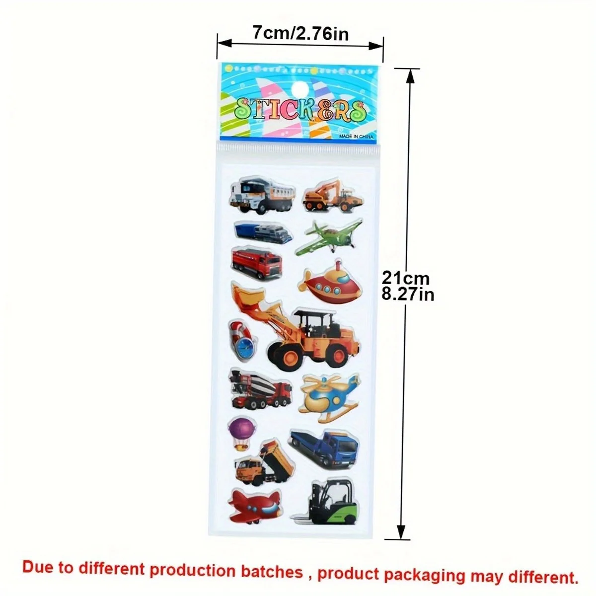 6pcs Vehicle Stickers Cars Fire Trucks Traffic Construction Buses Airplane for Laptop Water Bottles Luggage Party Supplies ZSY