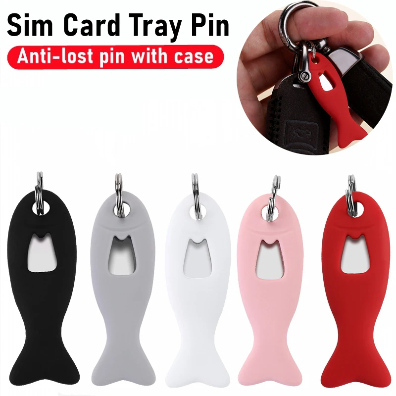 SIM Card Removal Needle Pin & Anti-lost Tray Charm Keychain Split Rings Phone SIM Card Storage Case Ejecter Tool Needles