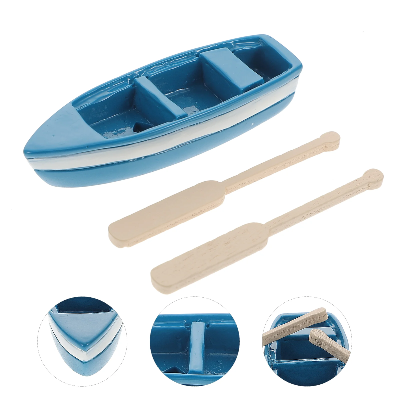 Mini Boat Figurine Baby Toy Simulation Ocean Prop Sculpture Wooden Paddles Model Toys