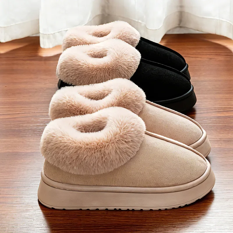 Women's All Inclusive Cotton Slippers Plush Autumn and Winter Outdoor Wear Thick Soled Indoor Snow Boots with Plush Cotton Shoes