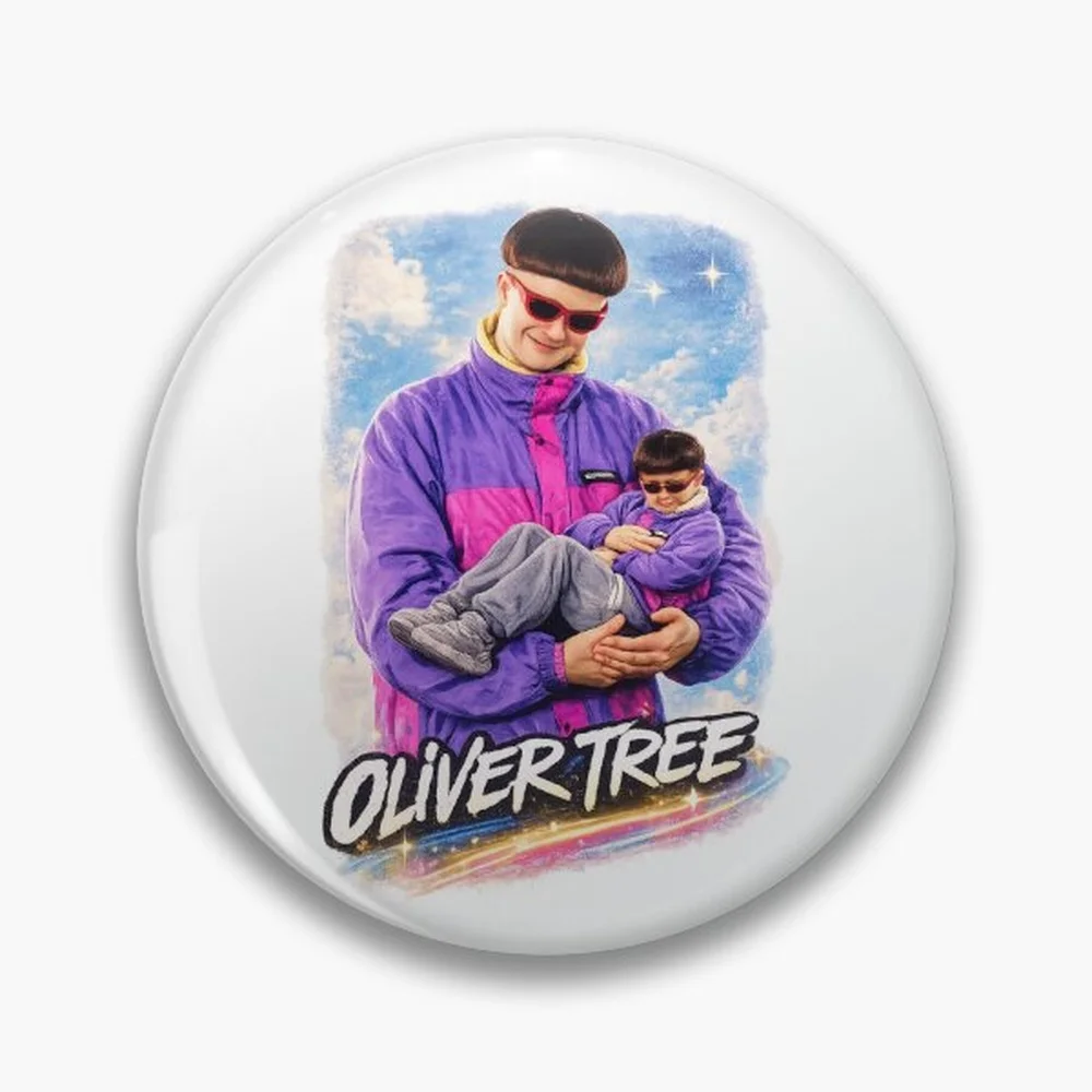Oliver Tree Pin Holographic Star Heart Pin Brooches Laminated Button Fashion Accessory