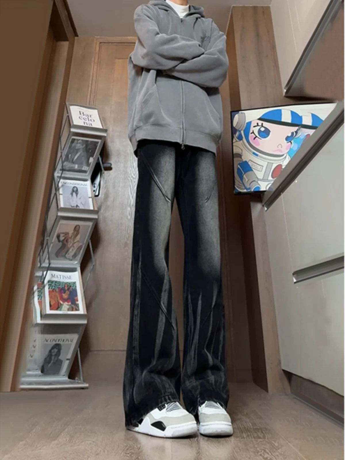 

American Retro Tie Dye Jeans Men's Spring Autumn Cool Haome High Street Slimming Flared Casual Long Pants