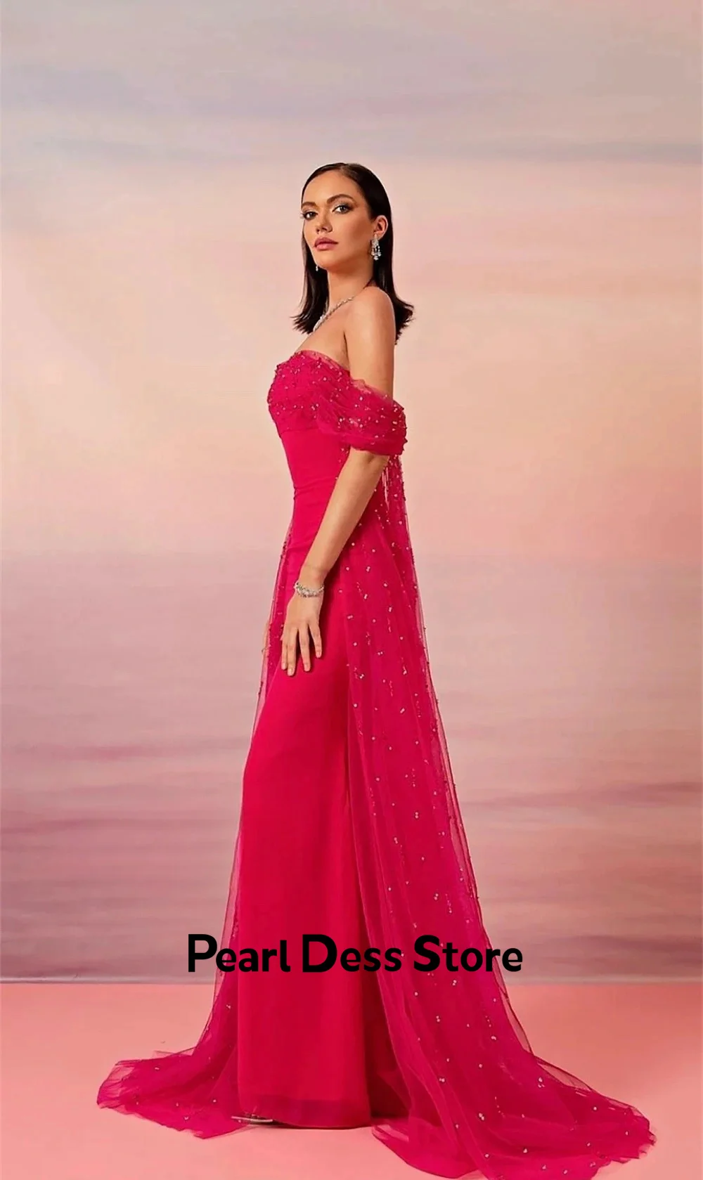 Pearl Elegant Party Dresses for Women Luxury Evening Dresses 2024 Fish Tail Sequins Long Style Royal Engagement Dress Es Prom