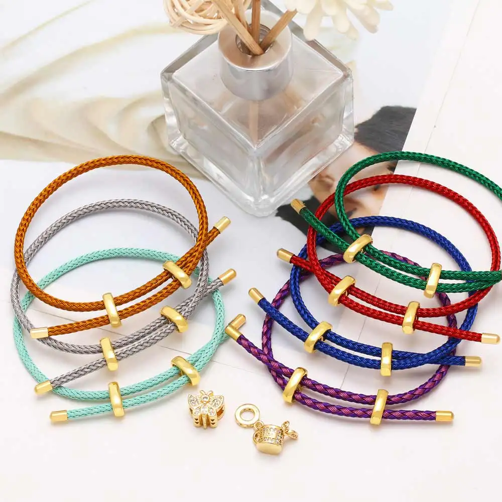 OCESRIO Fashion Multicolor Brass Bracelet Wrist Chain Thread String Adjustable Stainless Steel accesorios de joyería brth08