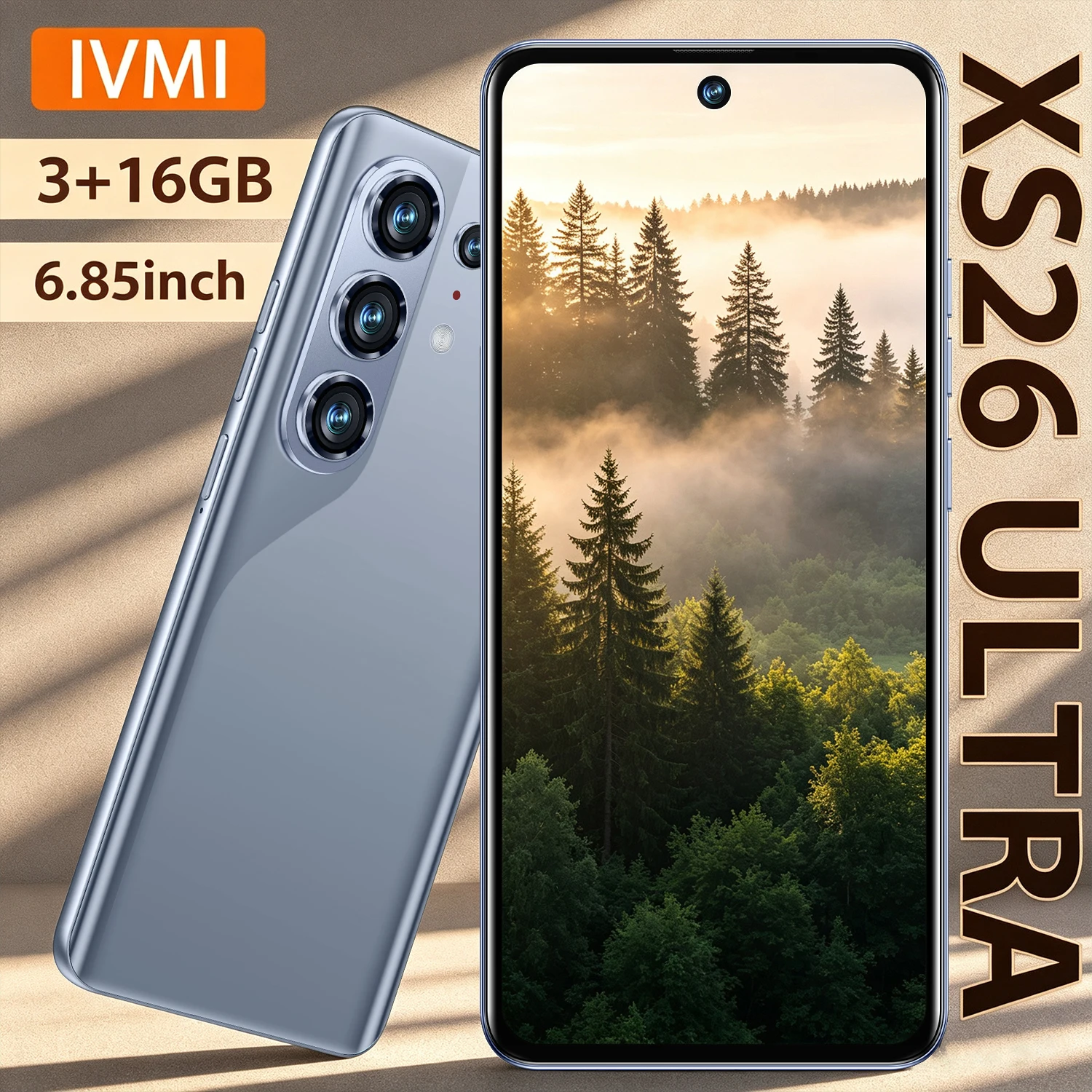 IVMI HOT X S26Ultra Smartphone Android10.0 Dual SIM 6.85"Curved 3GB RAM 16GB ROM Face ID WIFI Play Store 4G Mobile Phones