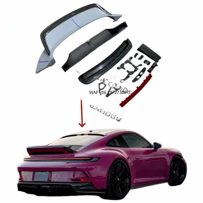 

Carrera 911 992 Car Spoiler Luggage Wing Body Parts HG Auto Parts Te-Chart Style Carbon Fiber Rear Wing
