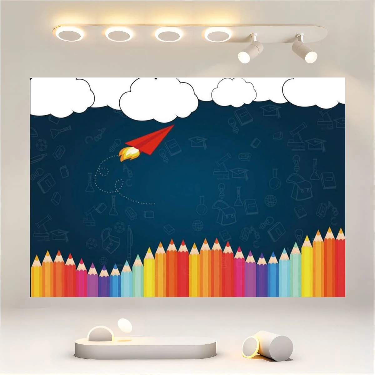 Photography Background Old Classroom Chalk Board Blackboard Color Pen Paper Aircraft Background Student Photos Vinyl Props