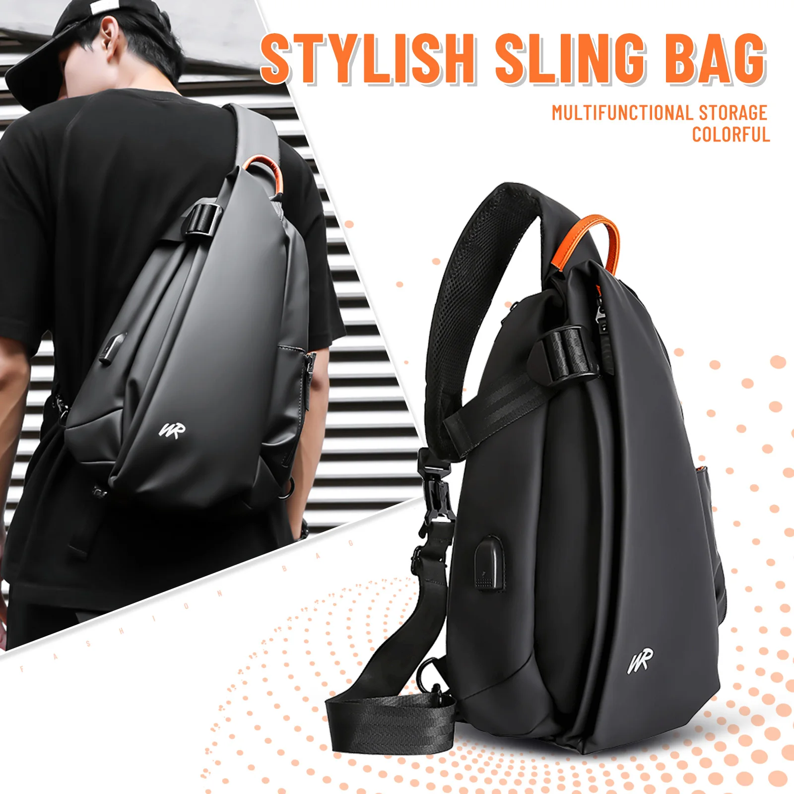 Men's Motorcycle Chest Bag Waterproof Cycling Bag Chest Pack Leisure Shoulder Bag, Travel Backpack for Hiking, Cycling, Travel