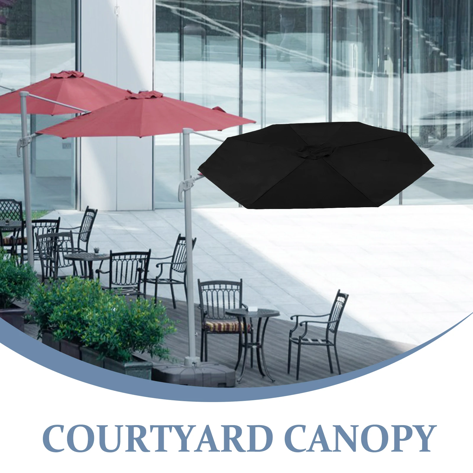 

Garden Umbrella Cover Replaceable Parasol Canopy Yard Rainproof Fabric Polyester Replacement Supplies Patio