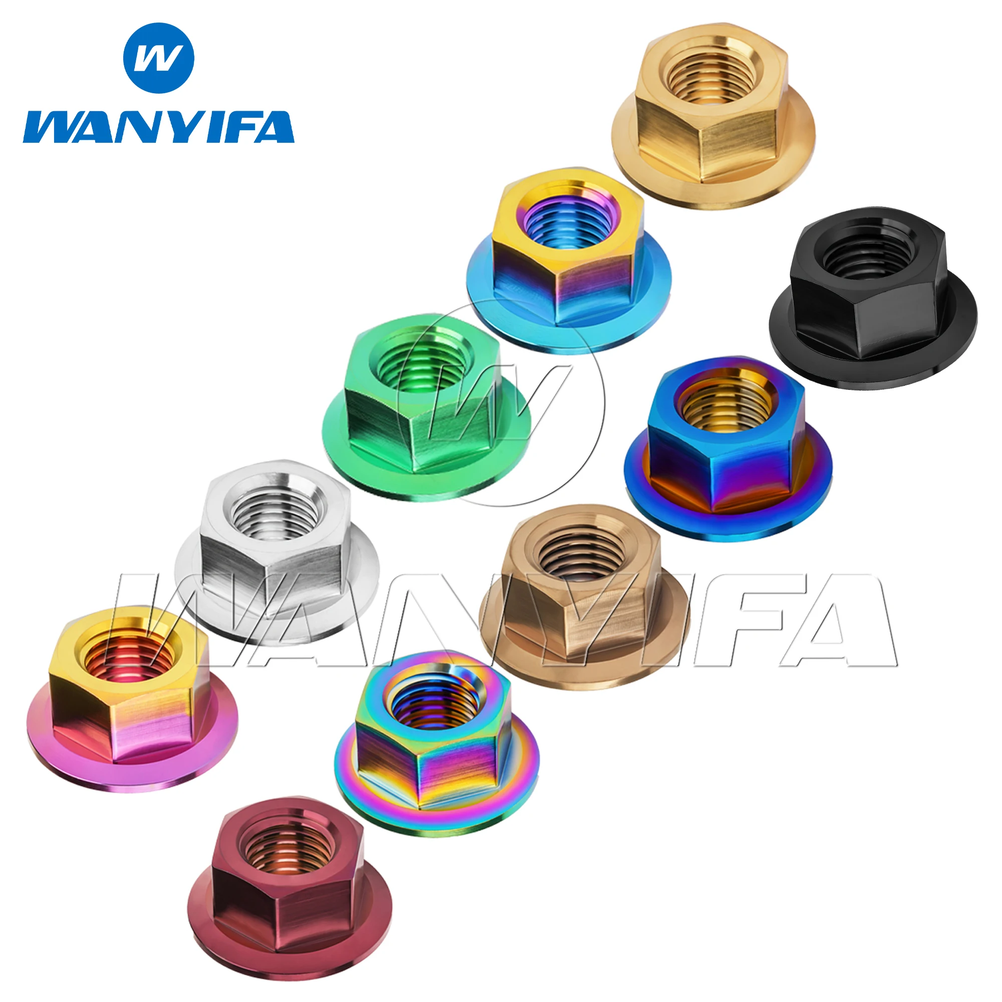 Wanyifa Titanium Nut M5 M6 M8 M10 M12 M14 M16 DIN6923 Flange Hex Nut for Bike Motorcycle Car
