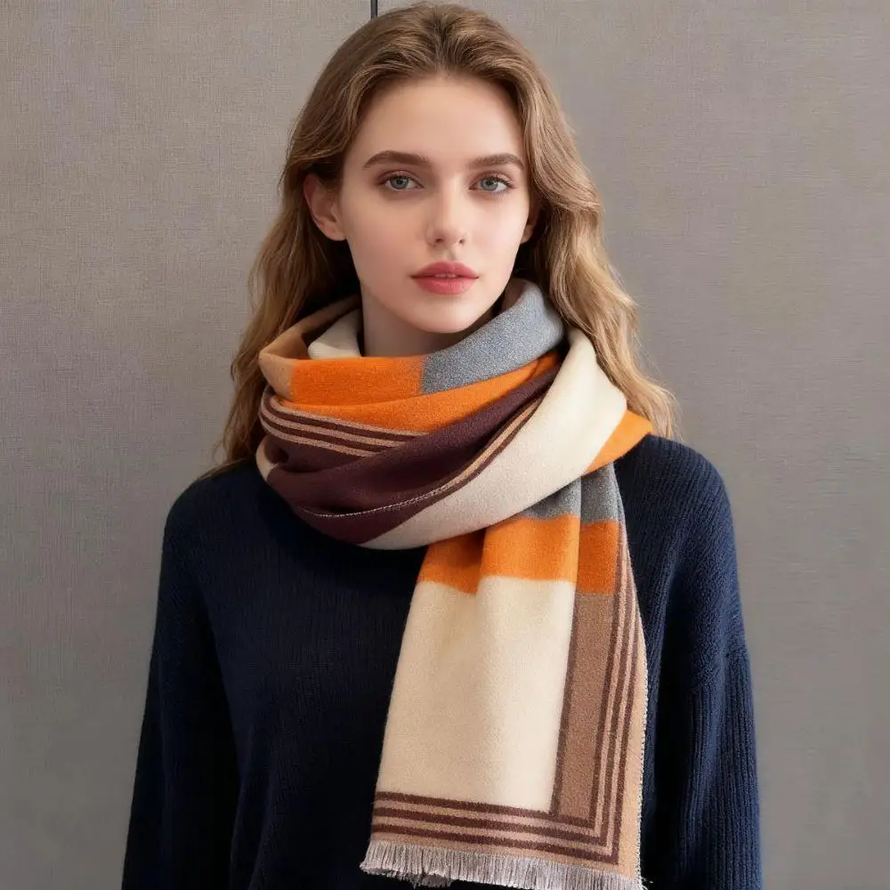 

Winter Imitation Cashmere Scarf Pashmina Tassel Scarf Cold Weather Windproof Scarves Wraps Women Girls Thicken Warm Stoles