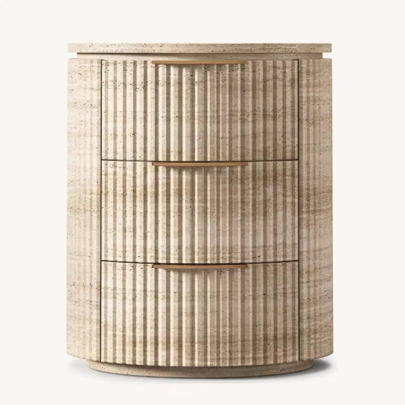 

Luxury high-end bedroom furniture natural round bedside table