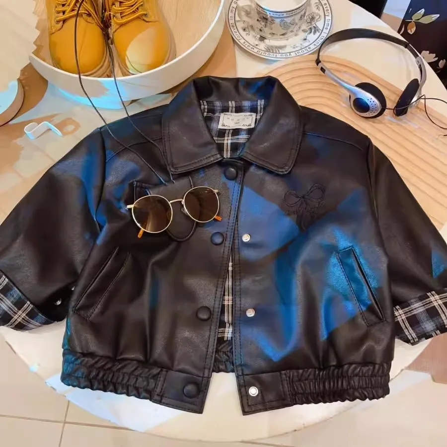 العصرية الفتيات ميلارد سترة جلدية الخريف الشتاء فو دراجة نارية السائق دعوى معطف أنيق الوقوف طوق سترة أعلى #2
