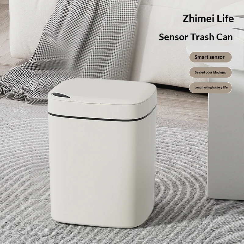12L Smart Trash Can, Touch-Free Intelligent Sensor Trash Can, Large Capacity Kitchen Bedroom Bathroom Home Trash Can, Smart Home