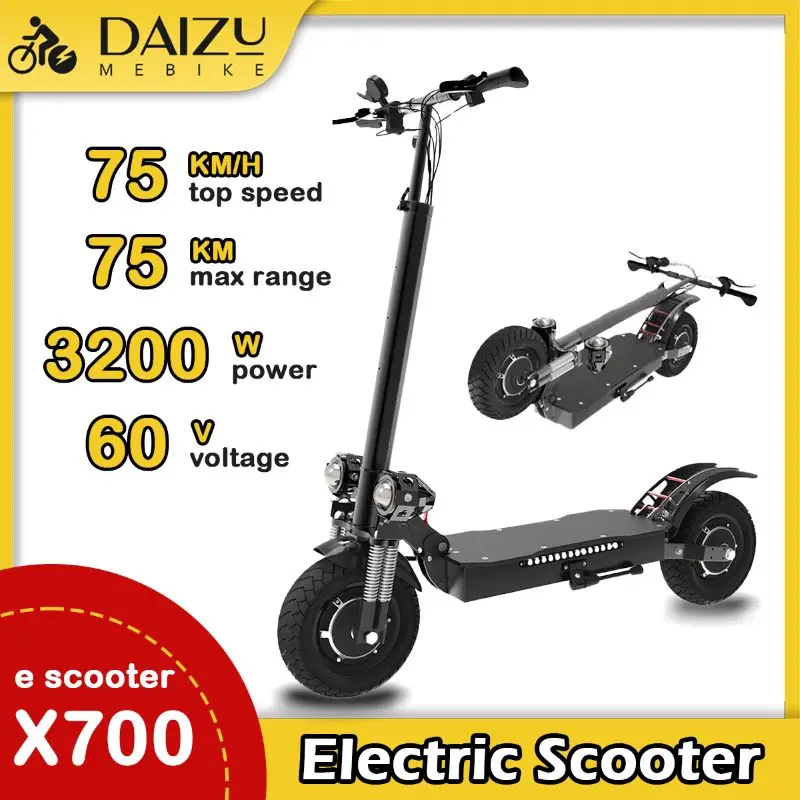 X700 Electric Scooter 60V 3200W Dual Motor Powerful Electric Kick Scooter 10 inch Tire 75KM/H e Scooter 75km Long Range