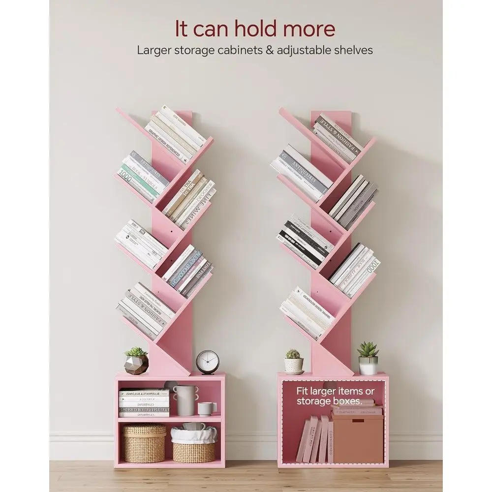 رف كتب على شكل شجرة مكون من 6 طبقات، خزانة كتب طويلة مع خزانة تخزين، منظم أرفف الكتب الضيقة الحديثة، رف كتب قائم على الأرض #4