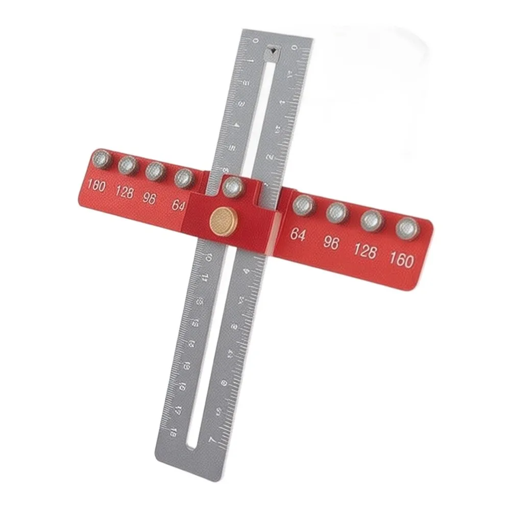 1Pcs Aluminum Alloy Hole Locator Jig Adjustable 64-160mm Drilling Template For Cabinet Handle Drawer Knob Installation Tool Kit