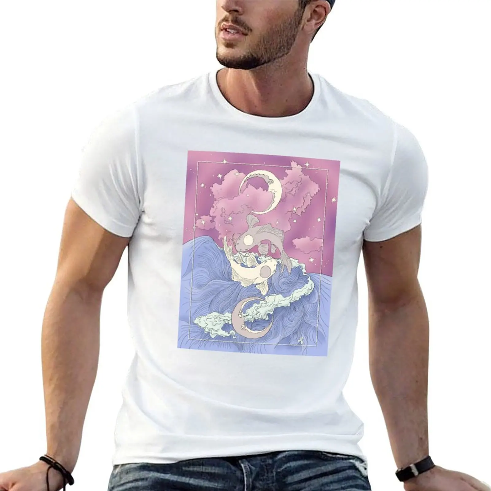 

Футболка Tui and La, Moon and Ocean Spirits Art Nouveau, мужские футболки с принтом, футболка из 100% хлопка
