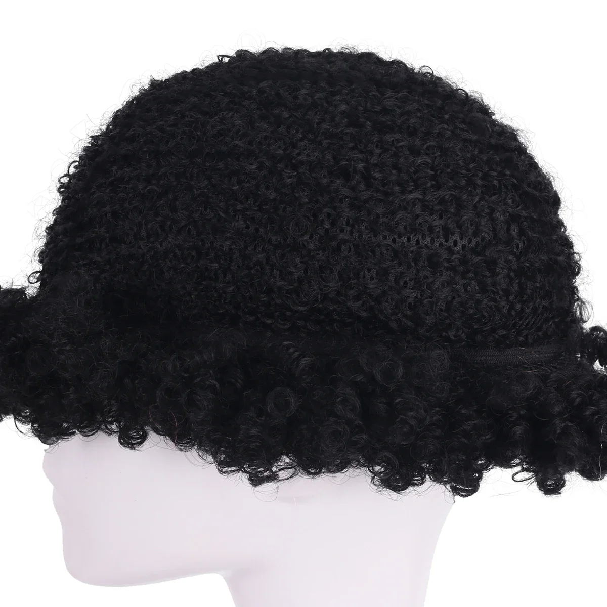 men's natural fluffy short curly African men's synthetic wig 4-piece set {wig+glasses+necklace+beard} 70s 80s disco costume wig