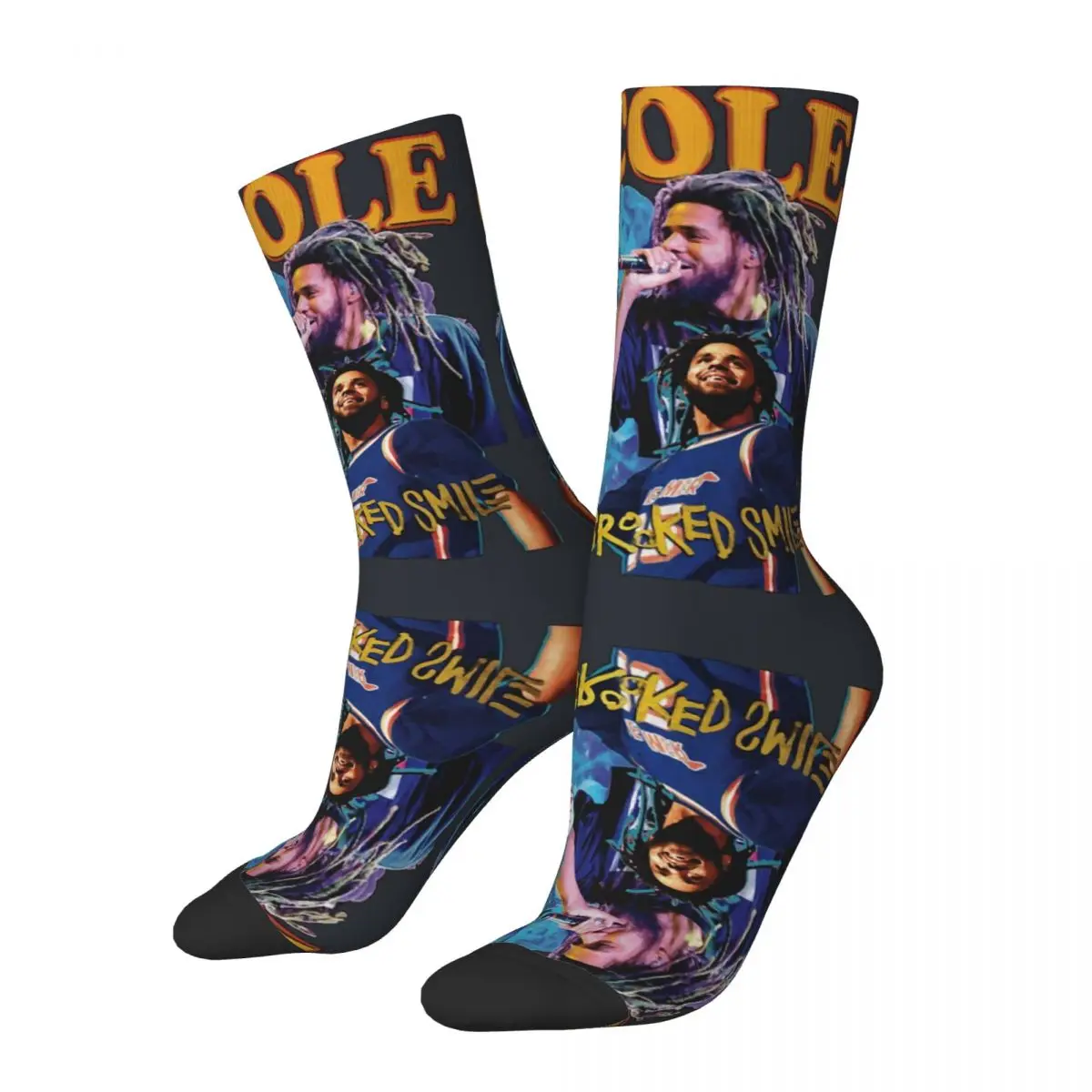 Funny Crazy Rap Cole Fans Art Sock for Men Hip Hop rapper Quality Pattern Printed Boys Crew Sock Casual Gift official-website