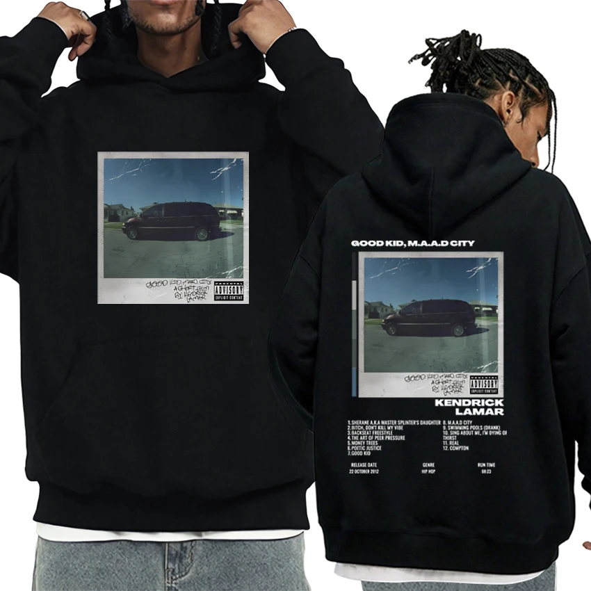 

Hot Rapper Kendrick Lamar good kid maad city Album Cover Hoodie Men Women hip hop vintage streetwear Unisex Fleece Sweatshirt
